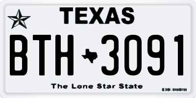 TX license plate BTH3091