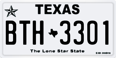 TX license plate BTH3301
