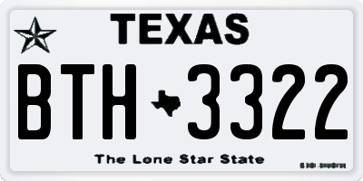TX license plate BTH3322