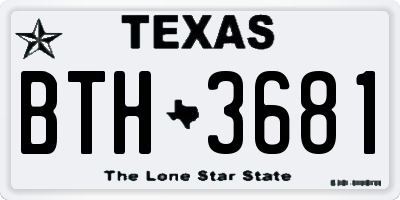 TX license plate BTH3681