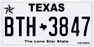 TX license plate BTH3847