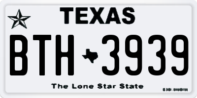 TX license plate BTH3939