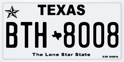 TX license plate BTH8008