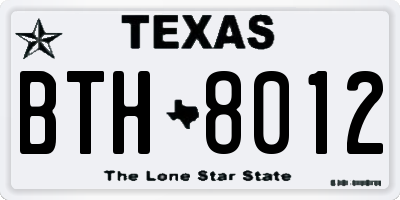TX license plate BTH8012