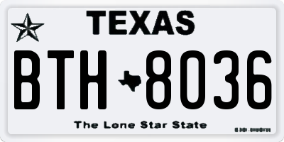 TX license plate BTH8036