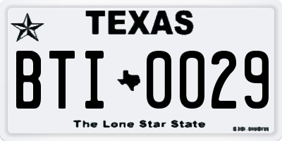 TX license plate BTI0029