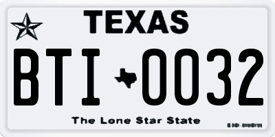 TX license plate BTI0032