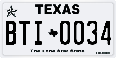 TX license plate BTI0034