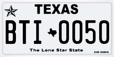TX license plate BTI0050