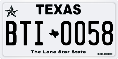 TX license plate BTI0058