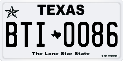 TX license plate BTI0086