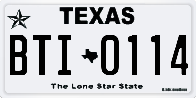 TX license plate BTI0114