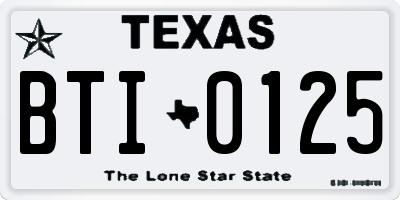 TX license plate BTI0125