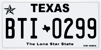 TX license plate BTI0299