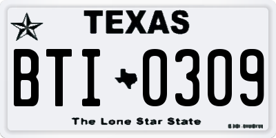 TX license plate BTI0309