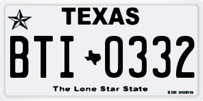 TX license plate BTI0332