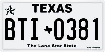 TX license plate BTI0381