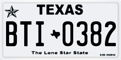 TX license plate BTI0382