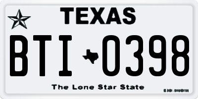 TX license plate BTI0398