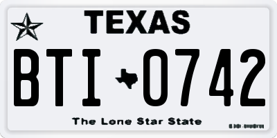TX license plate BTI0742