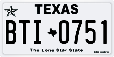 TX license plate BTI0751