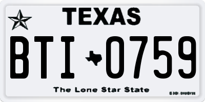 TX license plate BTI0759