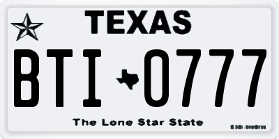 TX license plate BTI0777