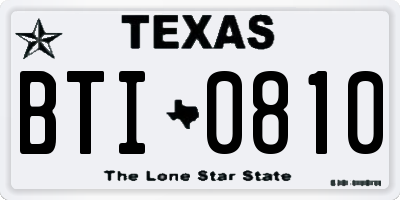 TX license plate BTI0810