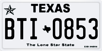 TX license plate BTI0853