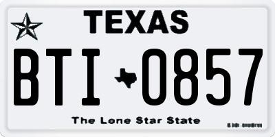TX license plate BTI0857