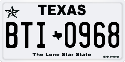 TX license plate BTI0968