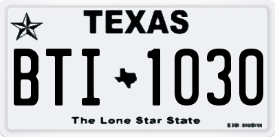 TX license plate BTI1030