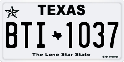 TX license plate BTI1037
