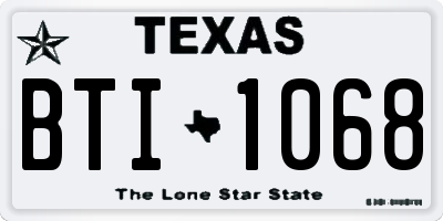 TX license plate BTI1068