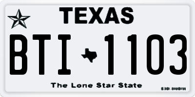 TX license plate BTI1103