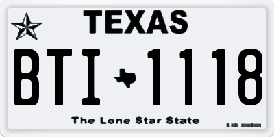 TX license plate BTI1118