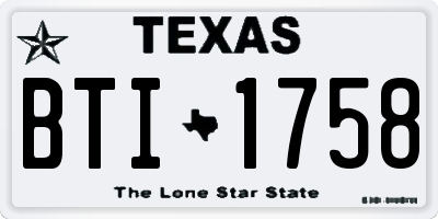 TX license plate BTI1758