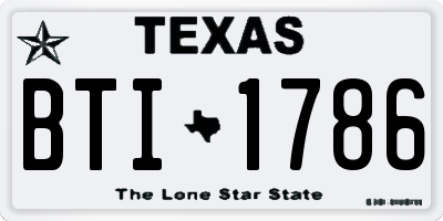 TX license plate BTI1786