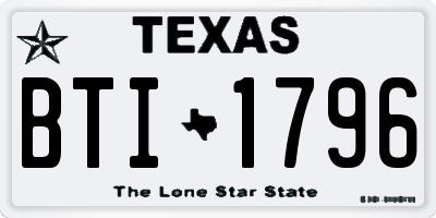 TX license plate BTI1796