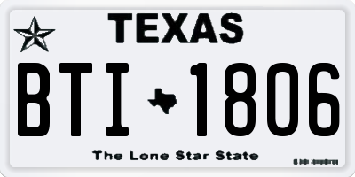 TX license plate BTI1806
