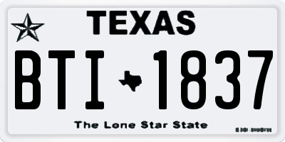 TX license plate BTI1837