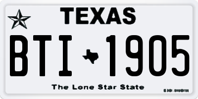 TX license plate BTI1905