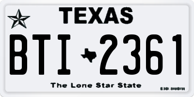 TX license plate BTI2361