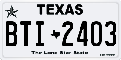 TX license plate BTI2403