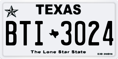 TX license plate BTI3024