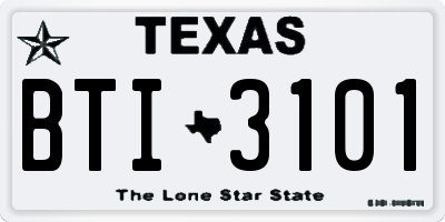 TX license plate BTI3101