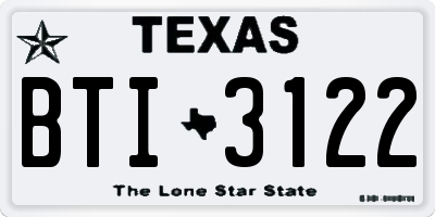 TX license plate BTI3122