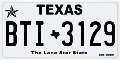 TX license plate BTI3129