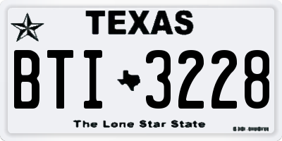 TX license plate BTI3228