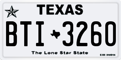 TX license plate BTI3260